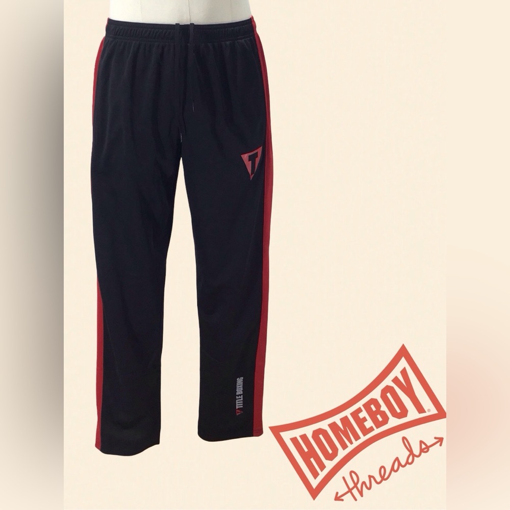 Title Boxing Red and Black Joggers with Elastic Waistband and Athletic Fit